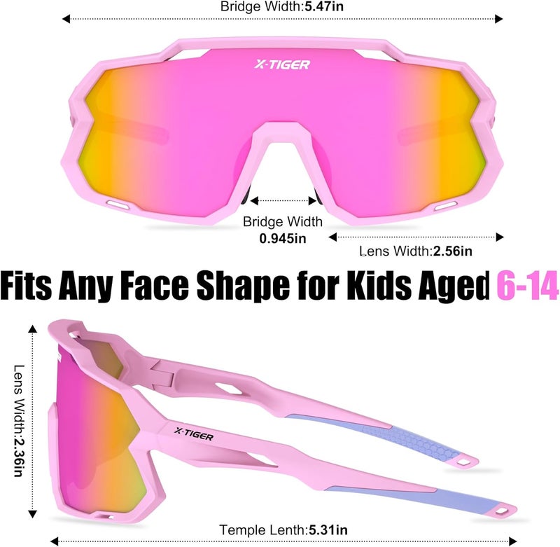 Xtiger Kids Sunglasses Polarized Youth Baseball Sunglasses for 8-14 boys girls UV400 Sports Softball Cycling Glasses - Image 3